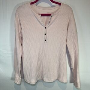 Womens Pull Over Sweater Medium Pink Preppy Old Money Capsule Waffle Knit‎